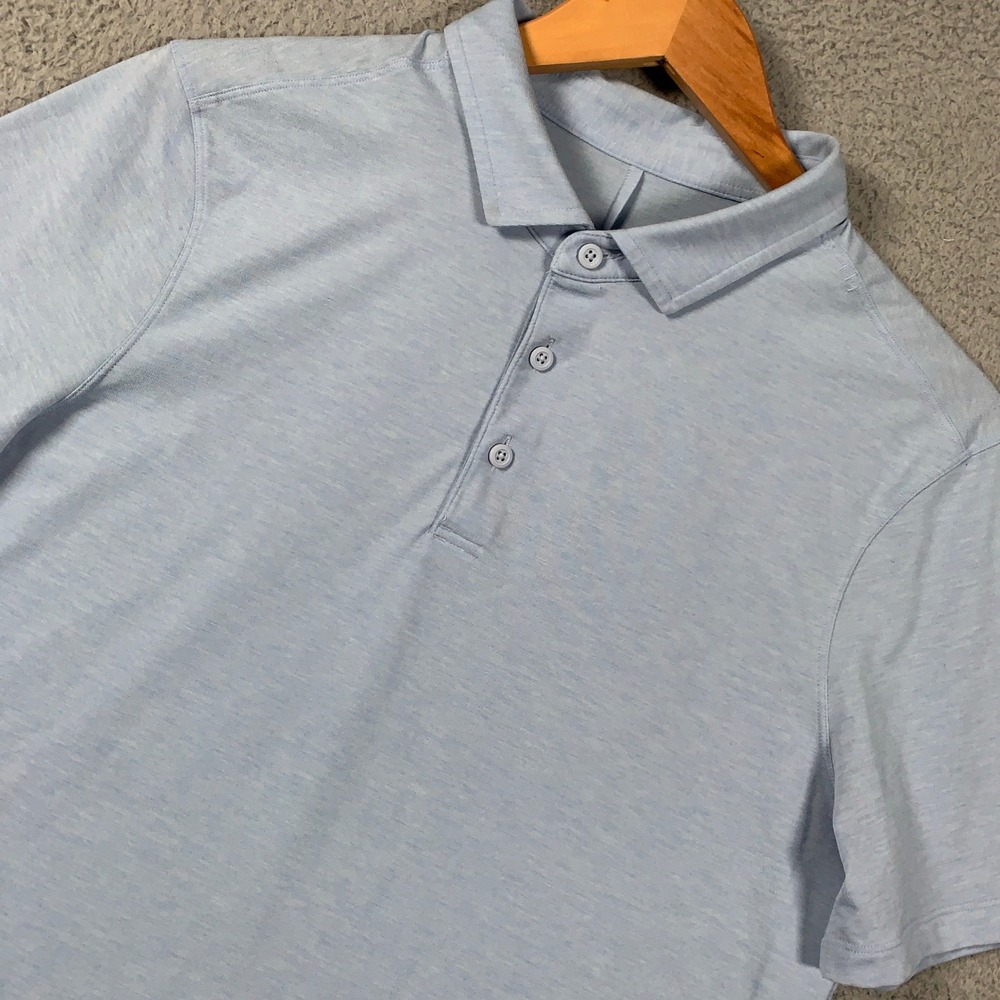 Lululemon Soft Jersey Polo Shirt Men's Small S Blue Short Sleeve Golf Active